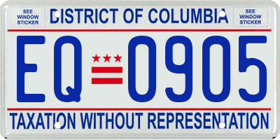 DC license plate EQ0905