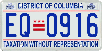 DC license plate EQ0916