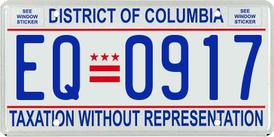 DC license plate EQ0917