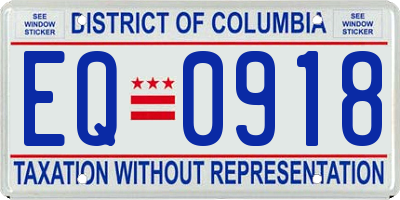 DC license plate EQ0918
