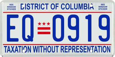 DC license plate EQ0919