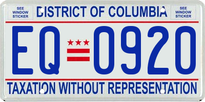 DC license plate EQ0920