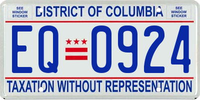 DC license plate EQ0924