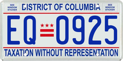 DC license plate EQ0925