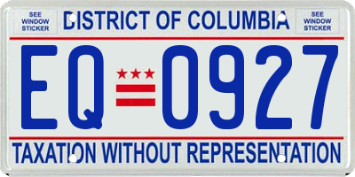 DC license plate EQ0927