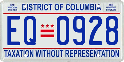 DC license plate EQ0928