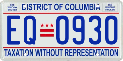 DC license plate EQ0930