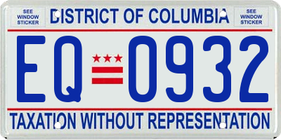 DC license plate EQ0932