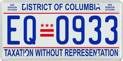 DC license plate EQ0933
