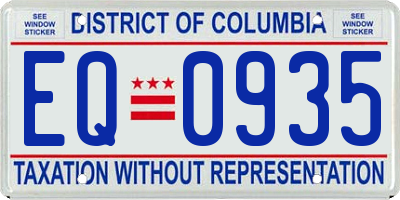 DC license plate EQ0935