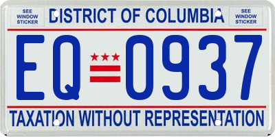 DC license plate EQ0937