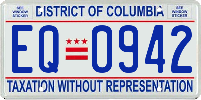 DC license plate EQ0942