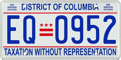 DC license plate EQ0952