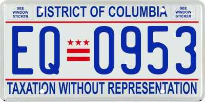 DC license plate EQ0953