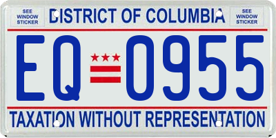 DC license plate EQ0955