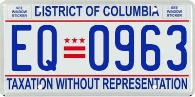 DC license plate EQ0963