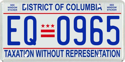 DC license plate EQ0965