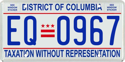 DC license plate EQ0967
