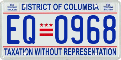 DC license plate EQ0968