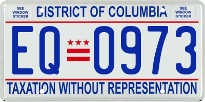 DC license plate EQ0973