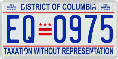 DC license plate EQ0975