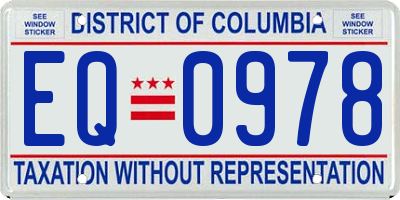 DC license plate EQ0978