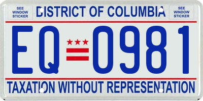 DC license plate EQ0981