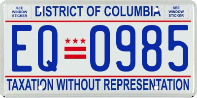 DC license plate EQ0985