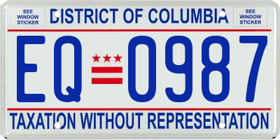 DC license plate EQ0987
