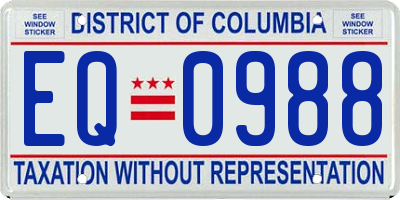 DC license plate EQ0988