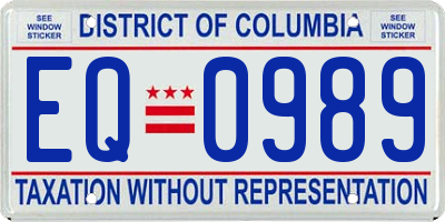 DC license plate EQ0989