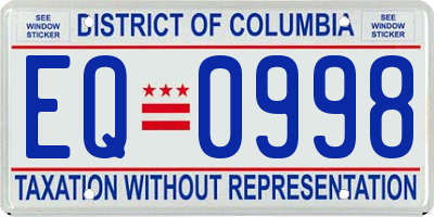 DC license plate EQ0998
