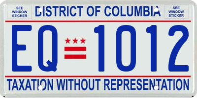 DC license plate EQ1012