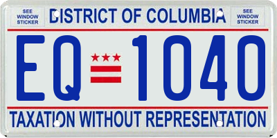 DC license plate EQ1040