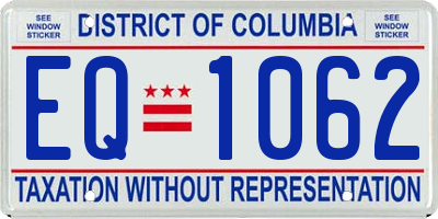 DC license plate EQ1062