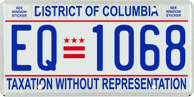 DC license plate EQ1068