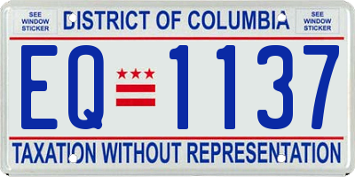 DC license plate EQ1137