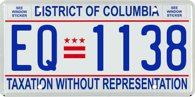 DC license plate EQ1138