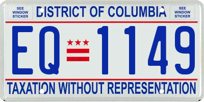 DC license plate EQ1149