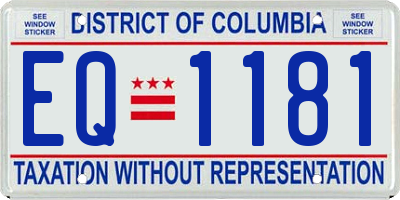 DC license plate EQ1181