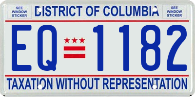 DC license plate EQ1182