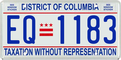 DC license plate EQ1183