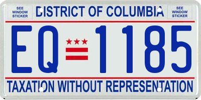 DC license plate EQ1185