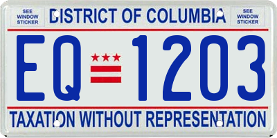 DC license plate EQ1203
