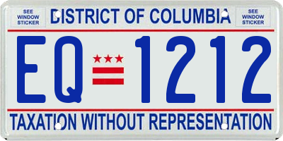 DC license plate EQ1212
