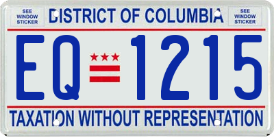 DC license plate EQ1215