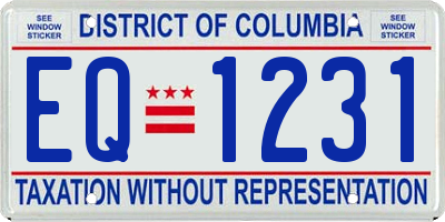 DC license plate EQ1231