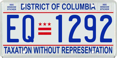 DC license plate EQ1292