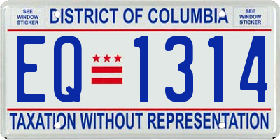 DC license plate EQ1314