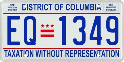 DC license plate EQ1349